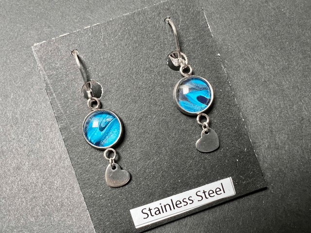 Blue Heart Drop Earrings | Stainless Steel