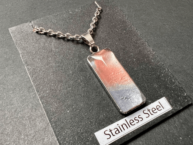 Pink & Silver Rectangle Necklace | Stainless Steel