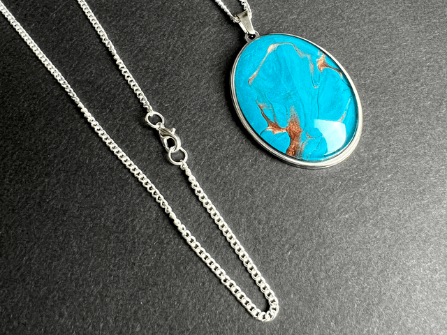 Large Turquoise & Bronze Fluid Art Necklace