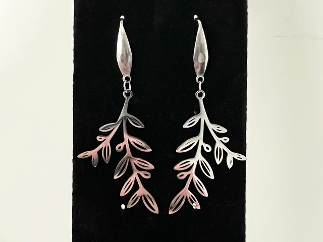 Stainless Steel Leaf Drop Earrings