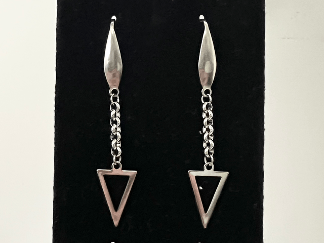 Stainless Steel Belcher Triangle Drop Earrings