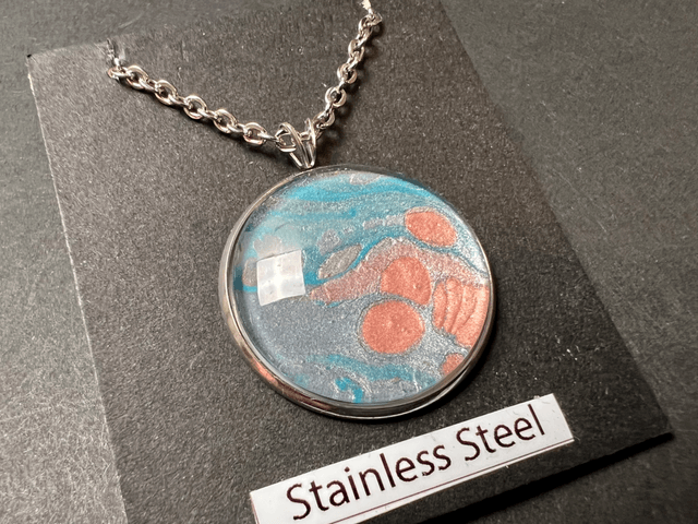 Blue & Pink Round Pendant Necklace