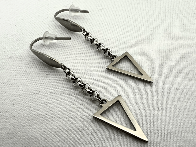 Stainless Steel Belcher Triangle Drop Earrings