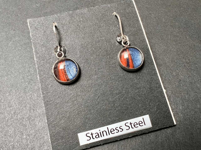 Red & Blue Round Earrings | Stainless Steel