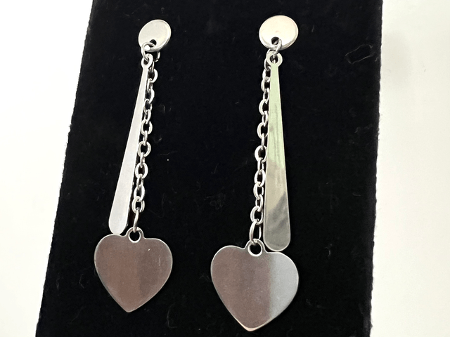 Stainless Steel Waterdrop with Heart Drop Earrings