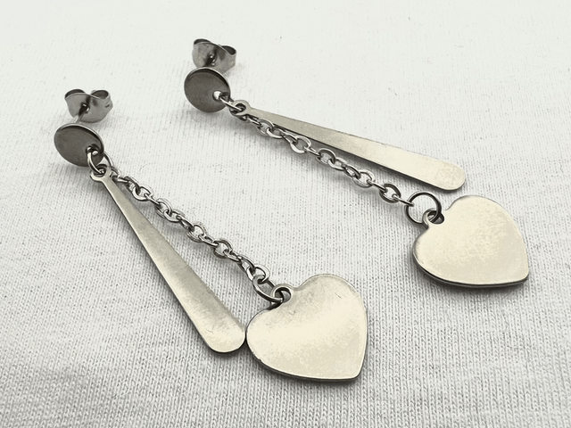 Stainless Steel Waterdrop with Heart Drop Earrings