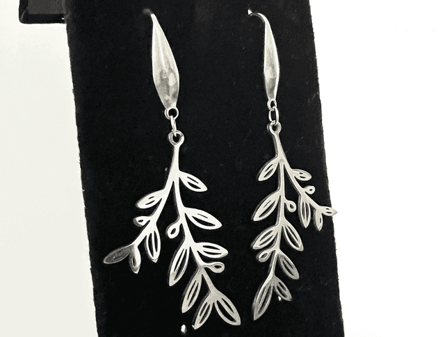 Stainless Steel Leaf Drop Earrings