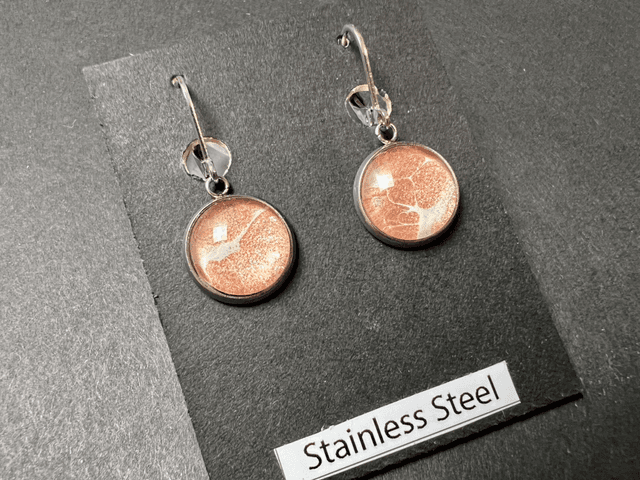 Pink Round Earrings | Stainless Steel